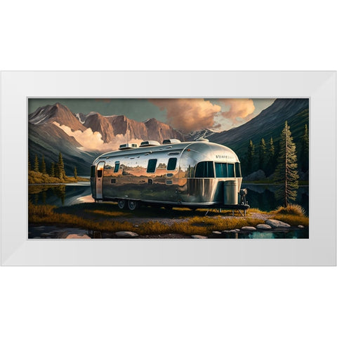 Camper On The Lake 9 White Modern Wood Framed Art Print by Heere, Ray