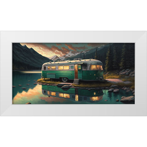 Camper On The Lake 10 White Modern Wood Framed Art Print by Heere, Ray