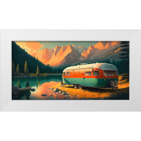 Camper On The Lake 11 White Modern Wood Framed Art Print by Heere, Ray