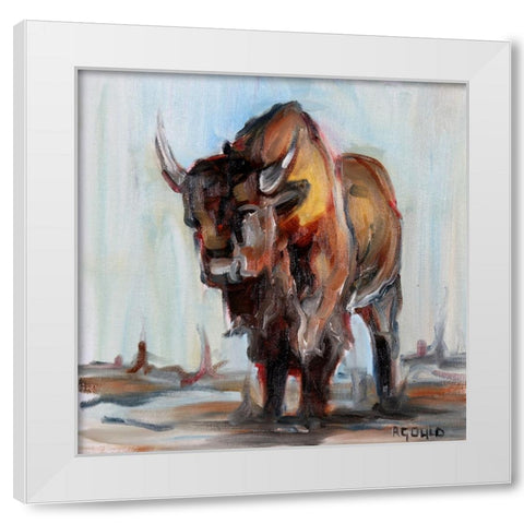 Buffalo White Modern Wood Framed Art Print by Gould, Renee