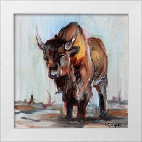 Buffalo White Modern Wood Framed Art Print by Gould, Renee