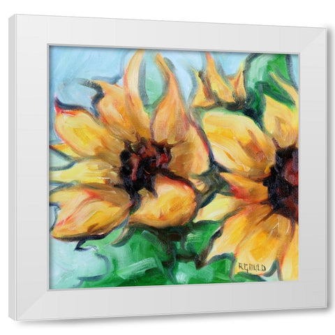Sunflowers 4 White Modern Wood Framed Art Print by Gould, Renee