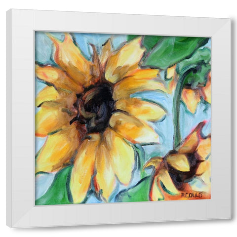 Sunflowers 6 White Modern Wood Framed Art Print by Gould, Renee