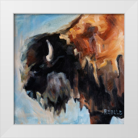 Bearded Buffalo White Modern Wood Framed Art Print by Gould, Renee