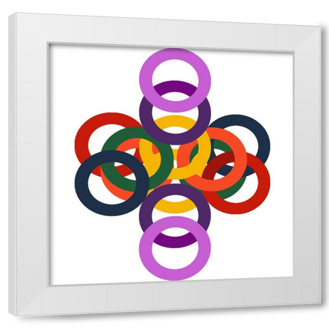 Rainbow Circles-3 White Modern Wood Framed Art Print by Homawoo, Richard