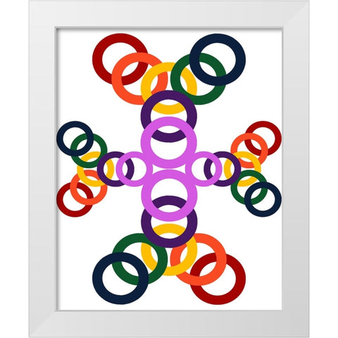 Rainbow Circles-10 White Modern Wood Framed Art Print by Homawoo, Richard