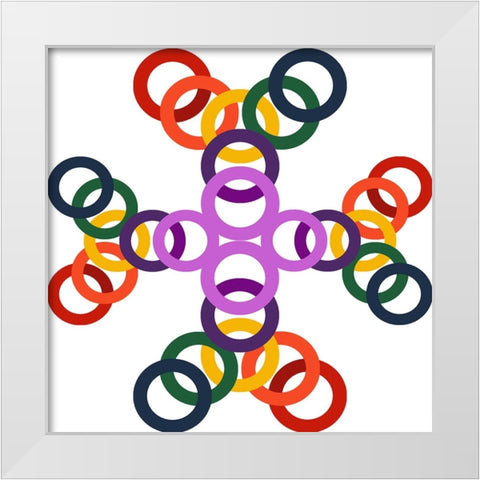 Rainbow Circles-11 White Modern Wood Framed Art Print by Homawoo, Richard