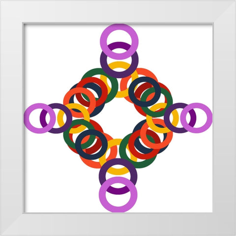 Rainbow Circles-13 White Modern Wood Framed Art Print by Homawoo, Richard