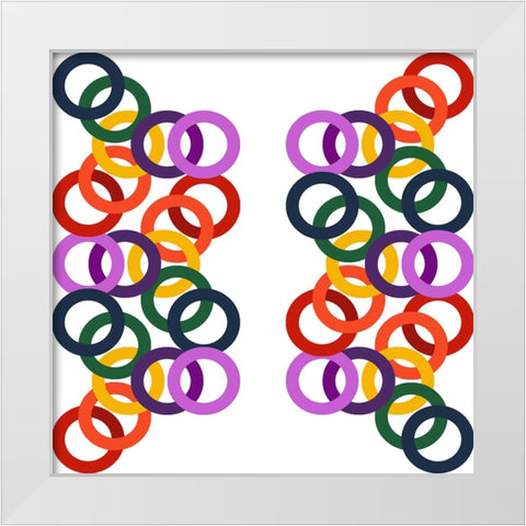 Rainbow Circles-15 White Modern Wood Framed Art Print by Homawoo, Richard