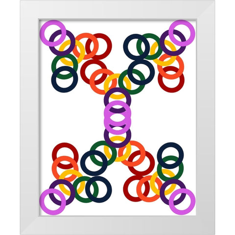 Rainbow Circles-17 White Modern Wood Framed Art Print by Homawoo, Richard