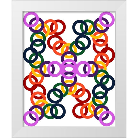 Rainbow Circles-18 White Modern Wood Framed Art Print by Homawoo, Richard