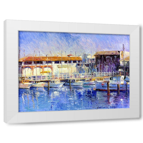 Fishermans Wharf White Modern Wood Framed Art Print by Wallich, Richard