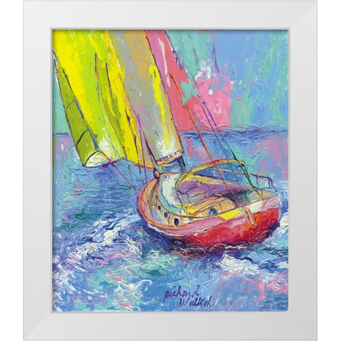 Sailboat White Modern Wood Framed Art Print by Wallich, Richard