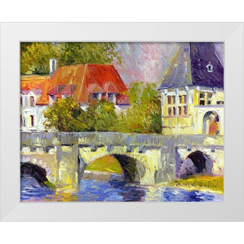 Brantome Bridge White Modern Wood Framed Art Print by Wallich, Richard