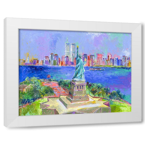 Statue Of Liberty White Modern Wood Framed Art Print by Wallich, Richard