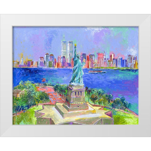 Statue Of Liberty White Modern Wood Framed Art Print by Wallich, Richard