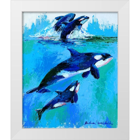 Whales White Modern Wood Framed Art Print by Wallich, Richard