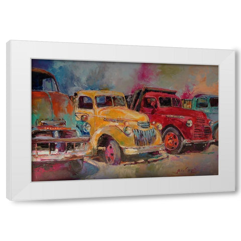 Trucks In Montrose White Modern Wood Framed Art Print by Wallich, Richard