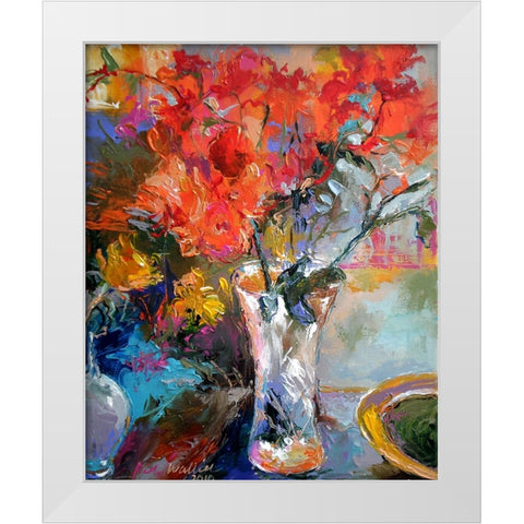 Flowers In Vase White Modern Wood Framed Art Print by Wallich, Richard