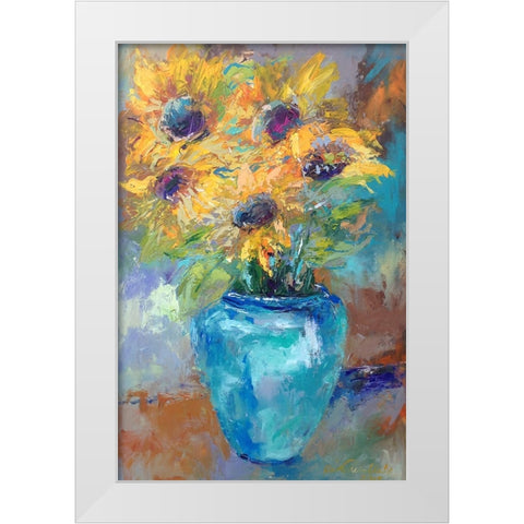 Sunflowers With Light Blue White Modern Wood Framed Art Print by Wallich, Richard