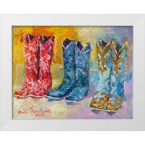 Cowboy Boots White Modern Wood Framed Art Print by Wallich, Richard