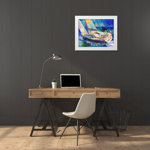 Sailboat White Modern Wood Framed Art Print by Wallich, Richard