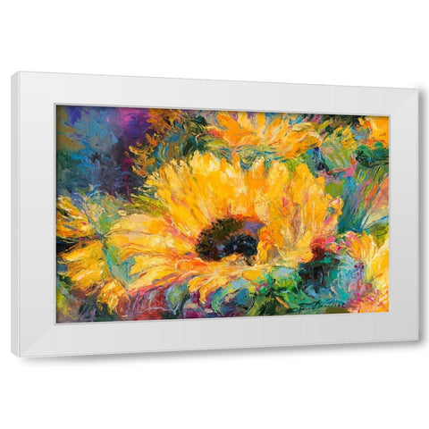 Blue Sunflowers White Modern Wood Framed Art Print by Wallich, Richard