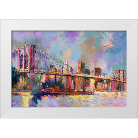 Brooklyn Bridge White Modern Wood Framed Art Print by Wallich, Richard