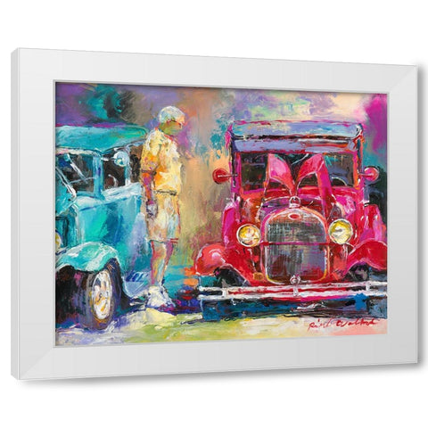 Old Cars White Modern Wood Framed Art Print by Wallich, Richard