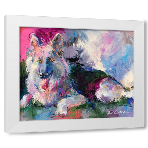 German Shepherd White Modern Wood Framed Art Print by Wallich, Richard