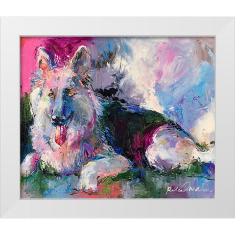 German Shepherd White Modern Wood Framed Art Print by Wallich, Richard