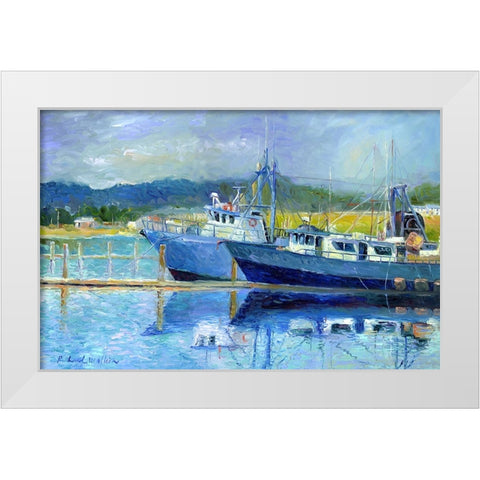 Fishing Boats On Oregon Coast White Modern Wood Framed Art Print by Wallich, Richard
