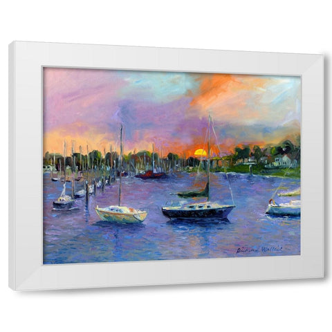Wickford At Dusk White Modern Wood Framed Art Print by Wallich, Richard