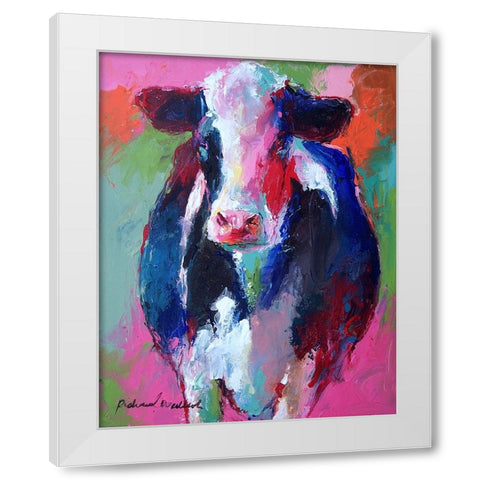 Art Pink Cow White Modern Wood Framed Art Print by Wallich, Richard