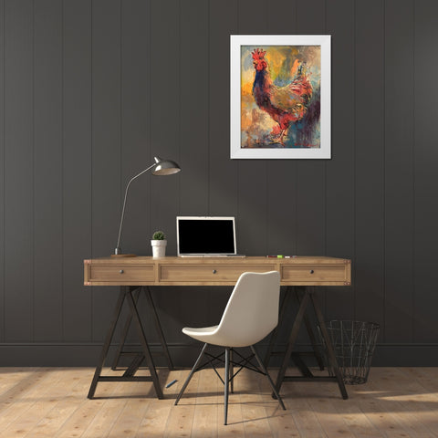 Art Rooster 1 White Modern Wood Framed Art Print by Wallich, Richard