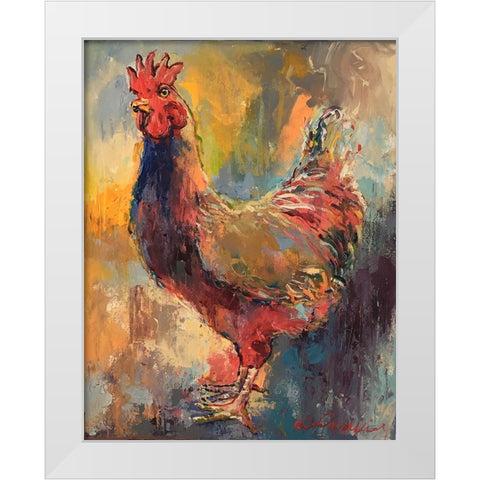 Art Rooster 1 White Modern Wood Framed Art Print by Wallich, Richard