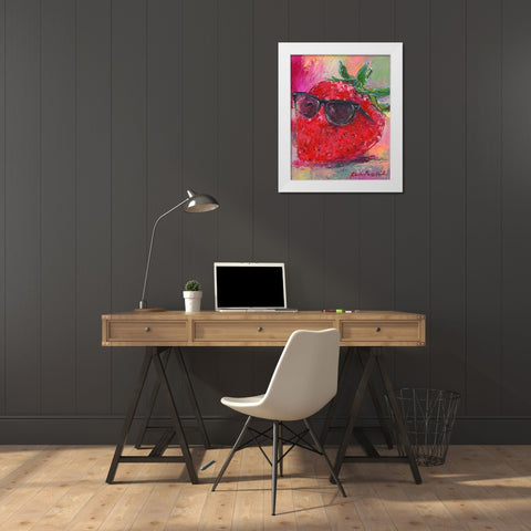Art Strawberry White Modern Wood Framed Art Print by Wallich, Richard