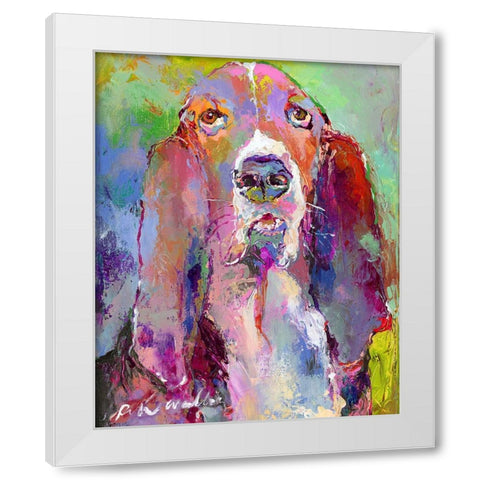 Art Basset Hound White Modern Wood Framed Art Print by Wallich, Richard