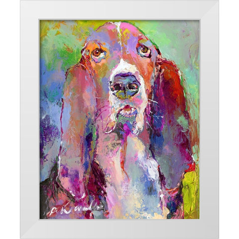 Art Basset Hound White Modern Wood Framed Art Print by Wallich, Richard