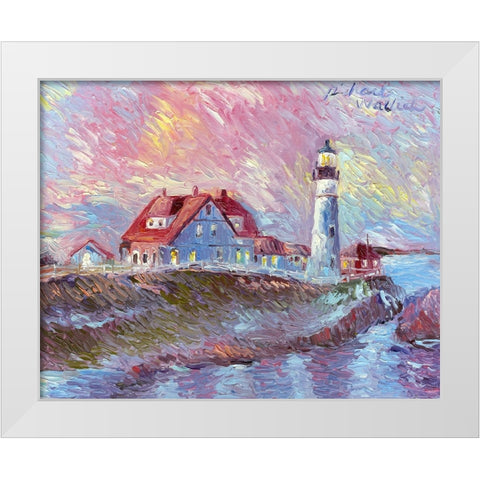 Lighthouse White Modern Wood Framed Art Print by Wallich, Richard
