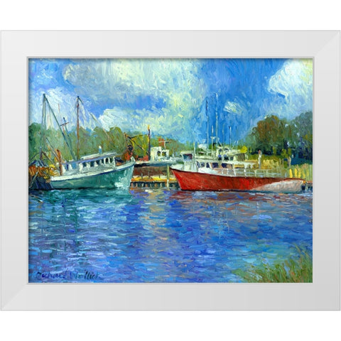 Wickford Boats White Modern Wood Framed Art Print by Wallich, Richard