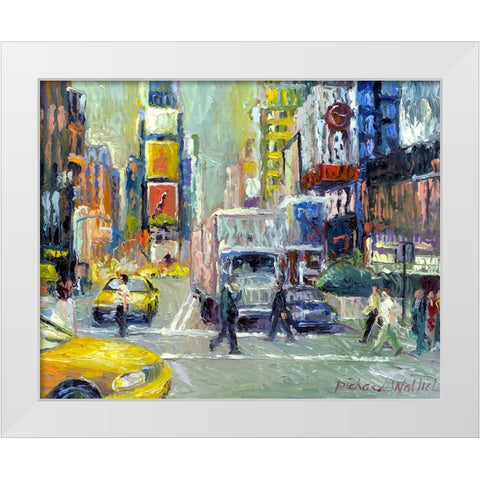 Times Square White Modern Wood Framed Art Print by Wallich, Richard