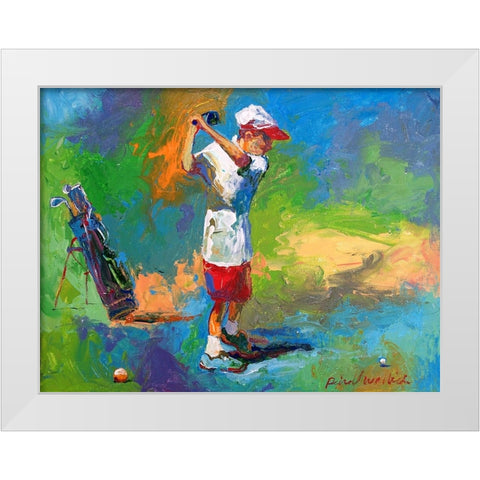 Kid Golf White Modern Wood Framed Art Print by Wallich, Richard