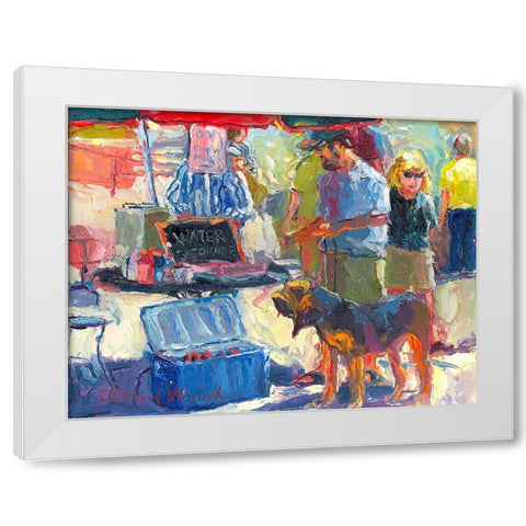 Walking The Dog White Modern Wood Framed Art Print by Wallich, Richard