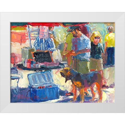 Walking The Dog White Modern Wood Framed Art Print by Wallich, Richard