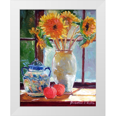 Sunflowers In A Vase White Modern Wood Framed Art Print by Wallich, Richard