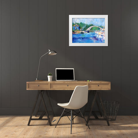 Blue White Modern Wood Framed Art Print by Wallich, Richard