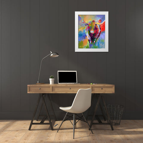 Longhorn White Modern Wood Framed Art Print by Wallich, Richard