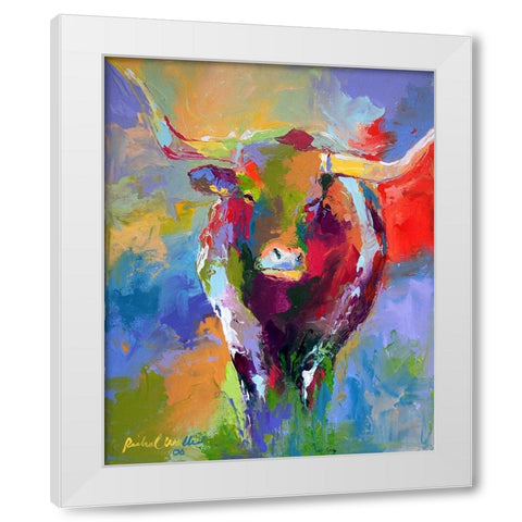 Longhorn White Modern Wood Framed Art Print by Wallich, Richard