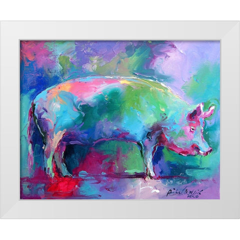 Pig White Modern Wood Framed Art Print by Wallich, Richard